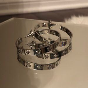 Tory Burch Hoop Silver Earrings